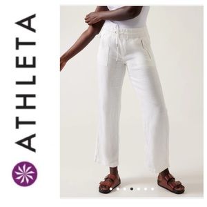 White Linen “Cabo” Wide Leg Drawstring Pants
